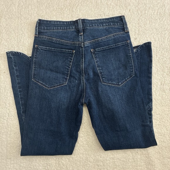 Lucky Brand Lace-Up Denim Jeans Dark Wash with Curved Seams & Flared Scallop Hem - Picture 2 of 7